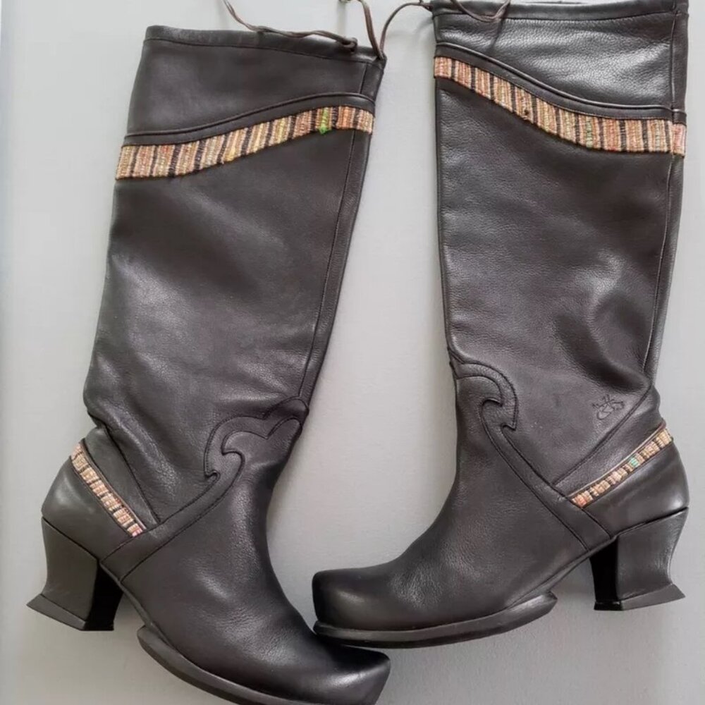 John Fluevog Black Leather Knee High Boots Sz 11
